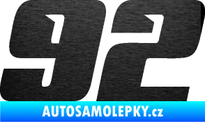 Samolepka Startovní číslo 92 typ 6 škrábaný kov černý