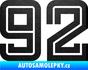Samolepka Startovní číslo 92 typ 7 škrábaný kov černý