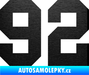 Samolepka Startovní číslo 92 škrábaný kov černý