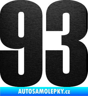 Samolepka Startovní číslo 93 typ 2   škrábaný kov černý