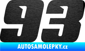 Samolepka Startovní číslo 93 typ 6 škrábaný kov černý