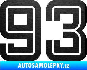 Samolepka Startovní číslo 93 typ 7 škrábaný kov černý