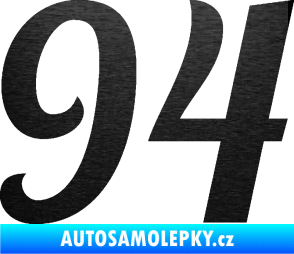 Samolepka Startovní číslo 94 typ 3    škrábaný kov černý