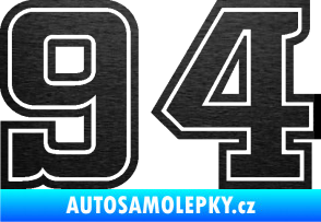 Samolepka Startovní číslo 94 typ 5 škrábaný kov černý