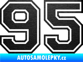 Samolepka Startovní číslo 95 typ 4 škrábaný kov černý