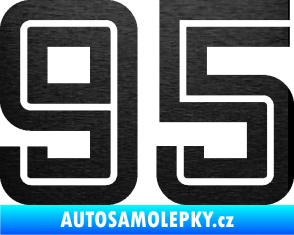 Samolepka Startovní číslo 95 typ 7 škrábaný kov černý