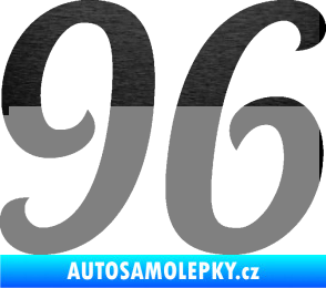Samolepka Startovní číslo 96 typ 3    škrábaný kov černý