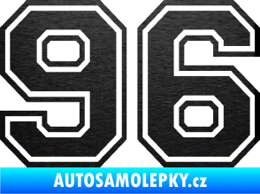 Samolepka Startovní číslo 96 typ 4 škrábaný kov černý