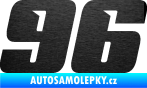 Samolepka Startovní číslo 96 typ 6 škrábaný kov černý