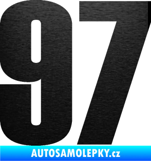Samolepka Startovní číslo 97 typ 2 škrábaný kov černý