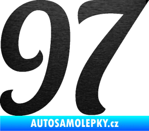 Samolepka Startovní číslo 97 typ 3   škrábaný kov černý