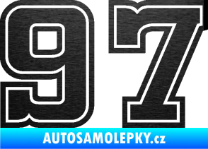 Samolepka Startovní číslo 97 typ 5 škrábaný kov černý