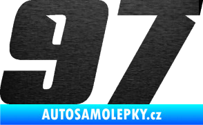 Samolepka Startovní číslo 97 typ 6 škrábaný kov černý