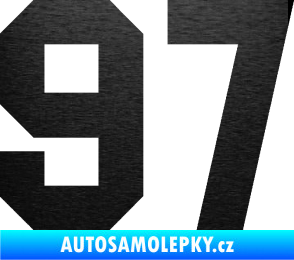 Samolepka Startovní číslo 97 škrábaný kov černý