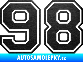 Samolepka Startovní číslo 98 typ 4 škrábaný kov černý