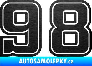 Samolepka Startovní číslo 98 typ 5 škrábaný kov černý