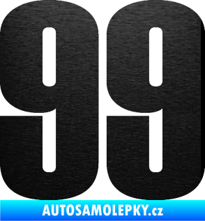 Samolepka Startovní číslo 99 typ 2      škrábaný kov černý