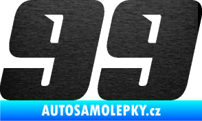 Samolepka Startovní číslo 99 typ 6 škrábaný kov černý