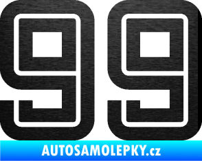 Samolepka Startovní číslo 99 typ 7 škrábaný kov černý