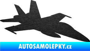 Samolepka Stíhací letoun 001 pravá škrábaný kov černý
