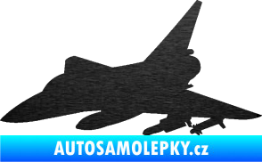 Samolepka Stíhací letoun 005 levá škrábaný kov černý