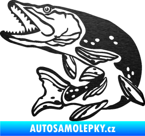 Samolepka Štika 002 levá škrábaný kov černý