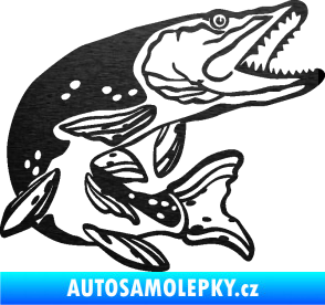 Samolepka Štika 002 pravá škrábaný kov černý