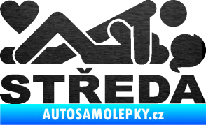 Samolepka Středa nápis škrábaný kov černý