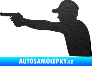 Samolepka Střelec silueta 001 levá škrábaný kov černý