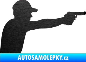 Samolepka Střelec silueta 001 pravá škrábaný kov černý