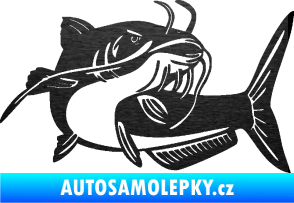 Samolepka Sumec 001 pravá škrábaný kov černý