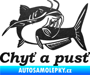 Samolepka Sumec 002 chyť a pusť pravá škrábaný kov černý