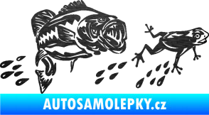 Samolepka Sumec 005 levá se žábou škrábaný kov černý