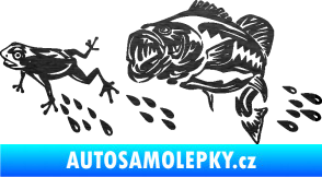 Samolepka Sumec 005 pravá se žábou škrábaný kov černý