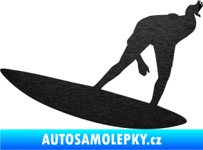 Samolepka Surfař 001 levá škrábaný kov černý