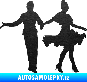 Samolepka Tanec 002 levá latinskoamerický tanec pár škrábaný kov černý