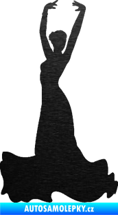 Samolepka Tanec 006 levá tanečnice flamenca škrábaný kov černý