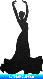 Samolepka Tanec 006 pravá tanečnice flamenca škrábaný kov černý