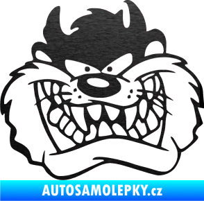 Samolepka Tazman zubatej levá škrábaný kov černý