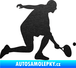Samolepka Tenista 003 pravá škrábaný kov černý