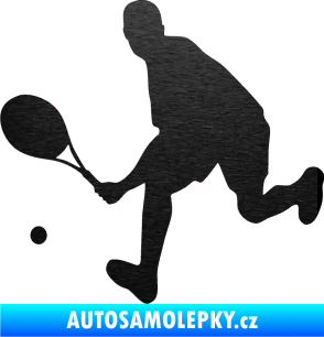 Samolepka Tenista 007 levá škrábaný kov černý