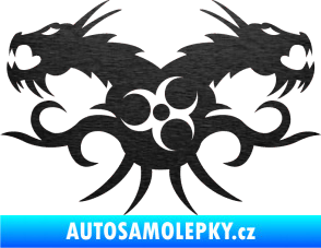 Samolepka Tetování 113 draci škrábaný kov černý