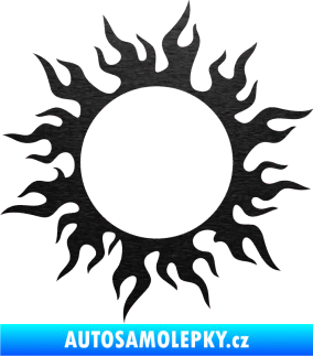Samolepka Tetování 116 slunce s plameny škrábaný kov černý