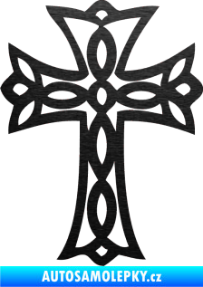Samolepka Tetování 191 kříž škrábaný kov černý