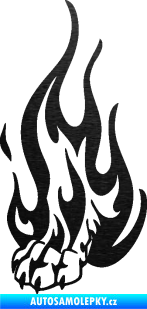 Samolepka Tlapa v plamenech levá škrábaný kov černý