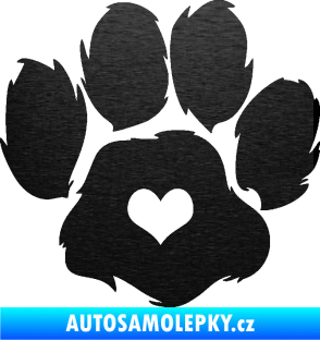 Samolepka Tlapka 006 pravá škrábaný kov černý