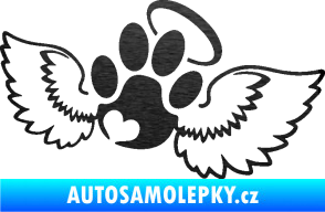 Samolepka Tlapka 010 andělíček pravá škrábaný kov černý