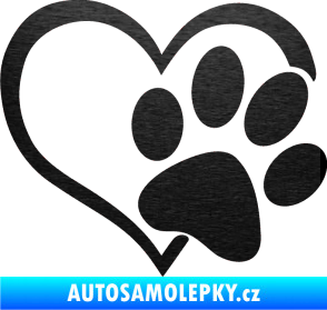 Samolepka Tlapka love pravá škrábaný kov černý