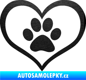 Samolepka Tlapky love 002 škrábaný kov černý