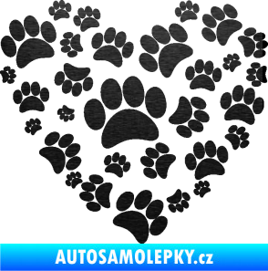 Samolepka Tlapky love 003 škrábaný kov černý